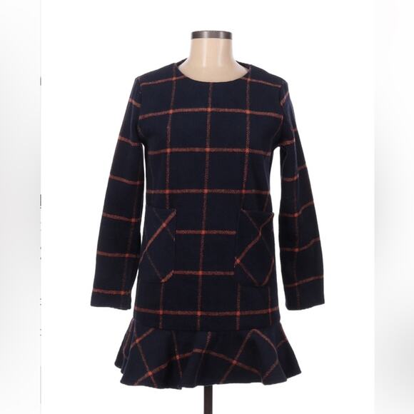 Blue and orange long sleeved drop waist dress, size med - Picture 1 of 8